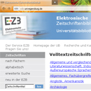 Screenshot Electronic Journals Library EZB