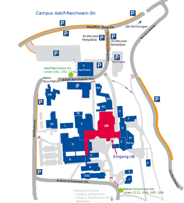 Lageplan Hauptbibliothek AR-UB