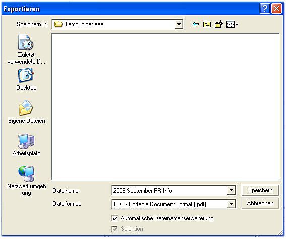 Screenshot Exportieren als PDF Screenshot Exportieren als PDF