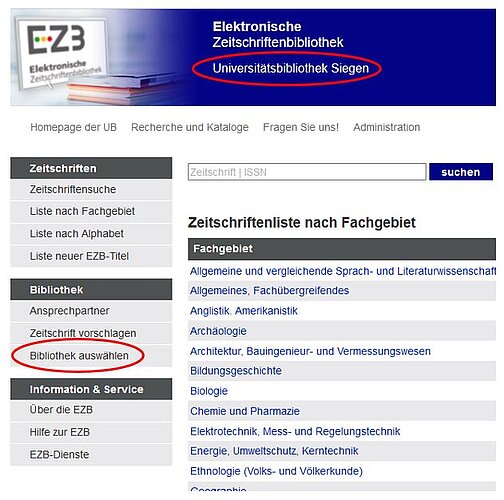 Übersichtsseite der EZB