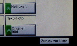 Display on touch-screen "Zurück zur Liste" (Back to list) Display on touch-screen "Zurück zur Liste" (Back to list)