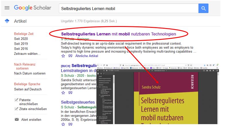 Google Scholar Beispielseite