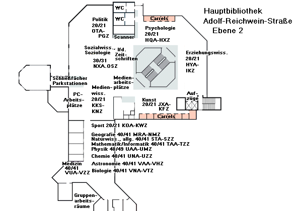 Übersichtsplan AR Ebene 2, Carrels