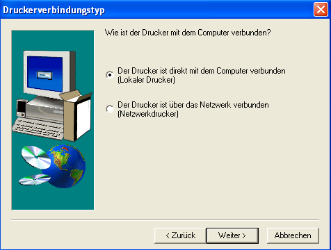 Screenshot Druckerverbindungstyp Screenshot Druckerverbindungstyp