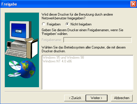 Screenshot Drucker-Freigabe Screenshot Drucker-Freigabe