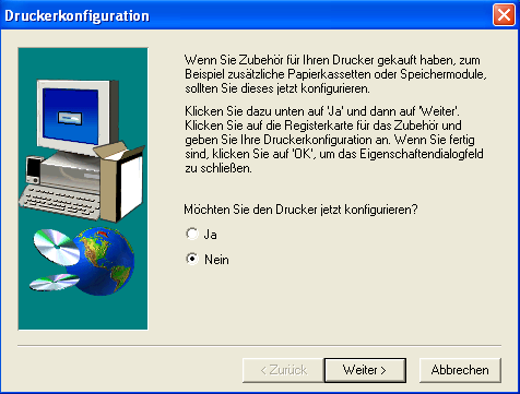Screenshot Druckerkonfiguration